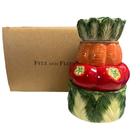 VTG Fitz and Floyd Stackable Measuring Cup 2004 Retired Set Le Marche See Flaw - Picture 1 of 8